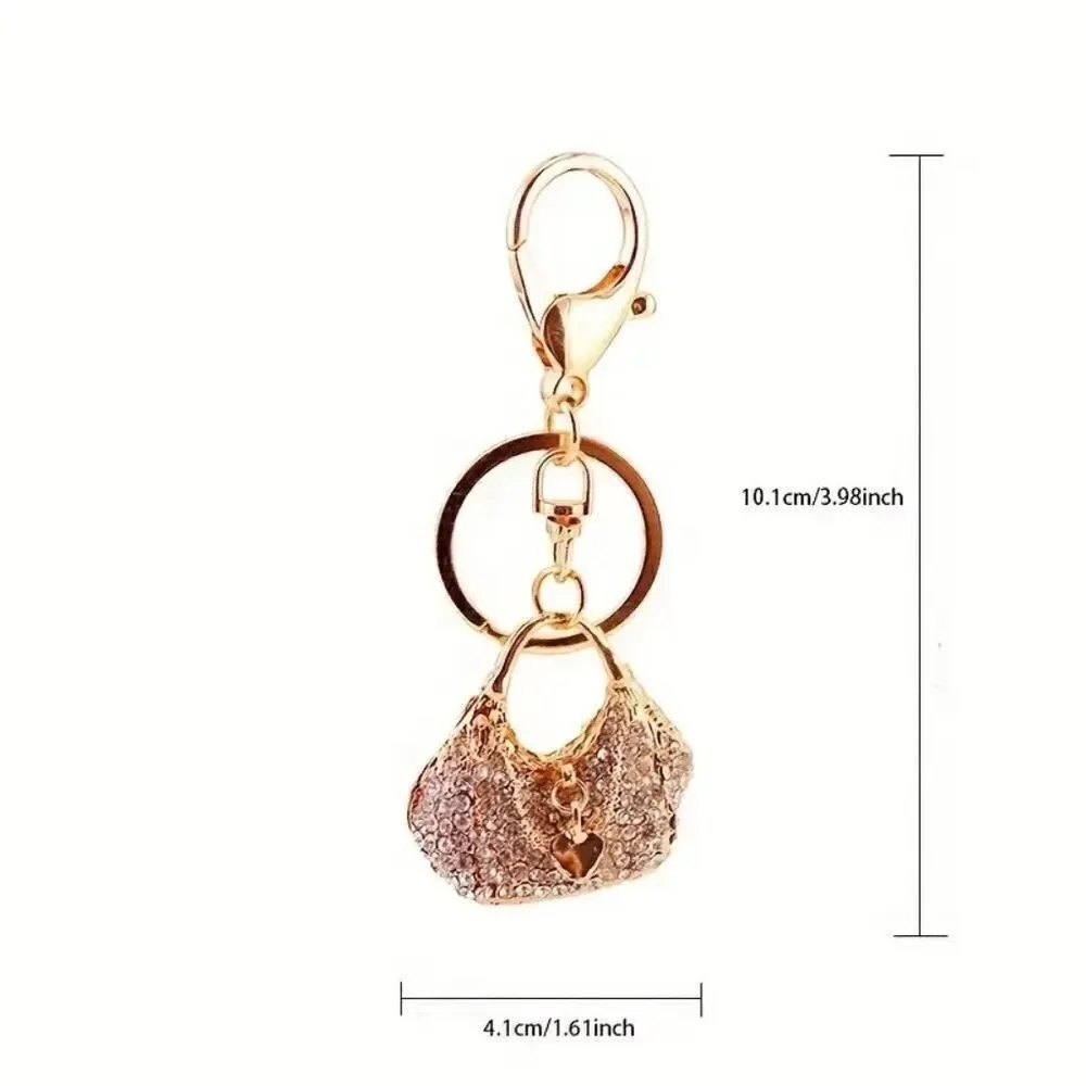 Alloy Rhinestone Heart Shape Handbag Keychain Pendant